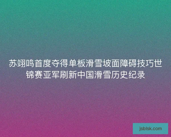 苏翊鸣首度夺得单板滑雪坡面障碍技巧世锦赛亚军刷新中国滑雪历史纪录
